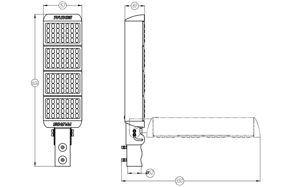 Светильник светодиодный FP 150 100W 3000K PI150x55 Faros